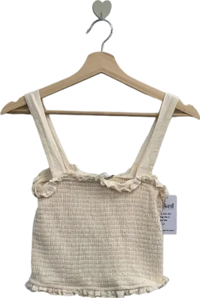 Michelle Keegan Cream Smocked Crop Top UK 10
