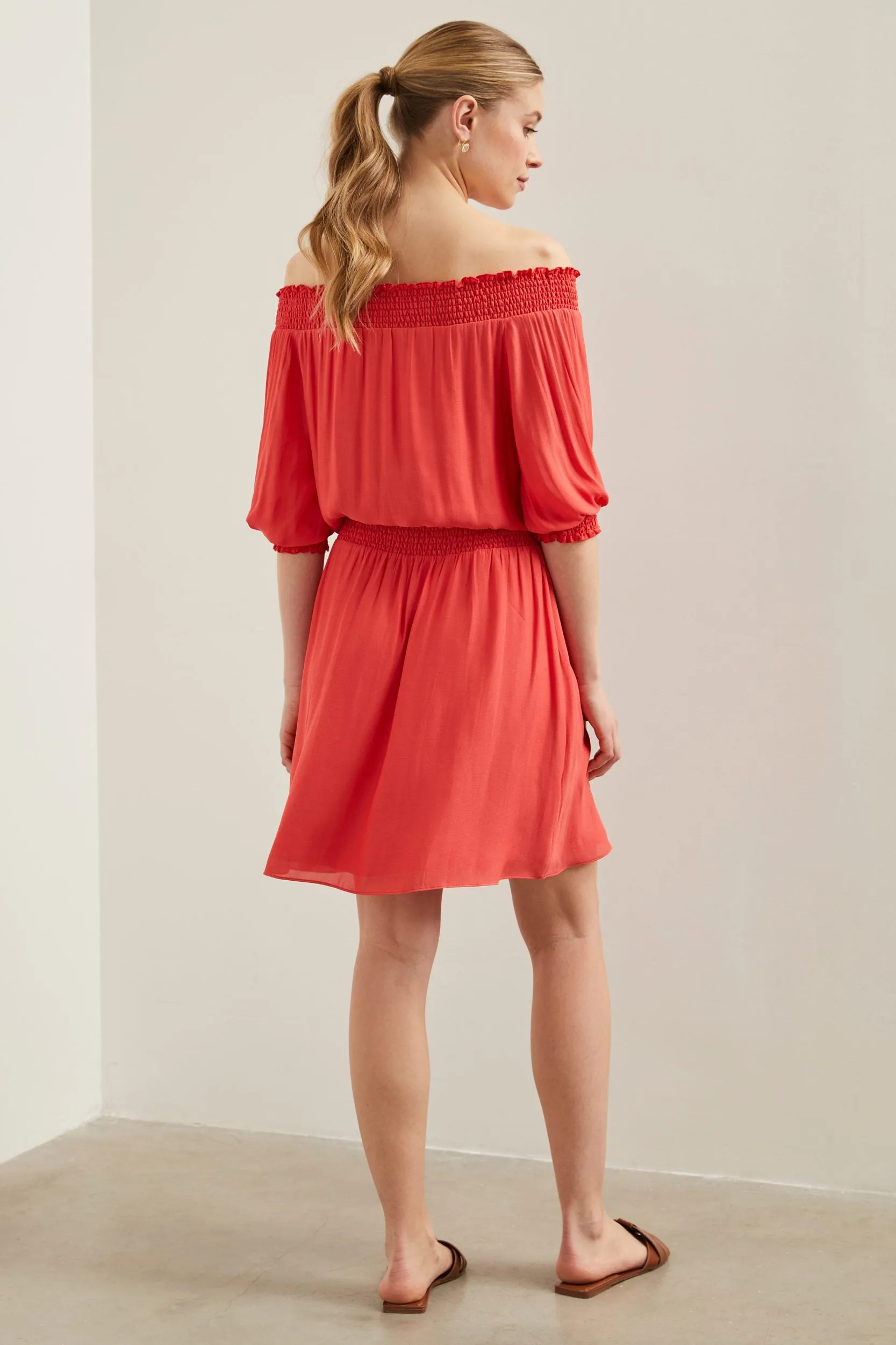 Off shoulder dress with ruching