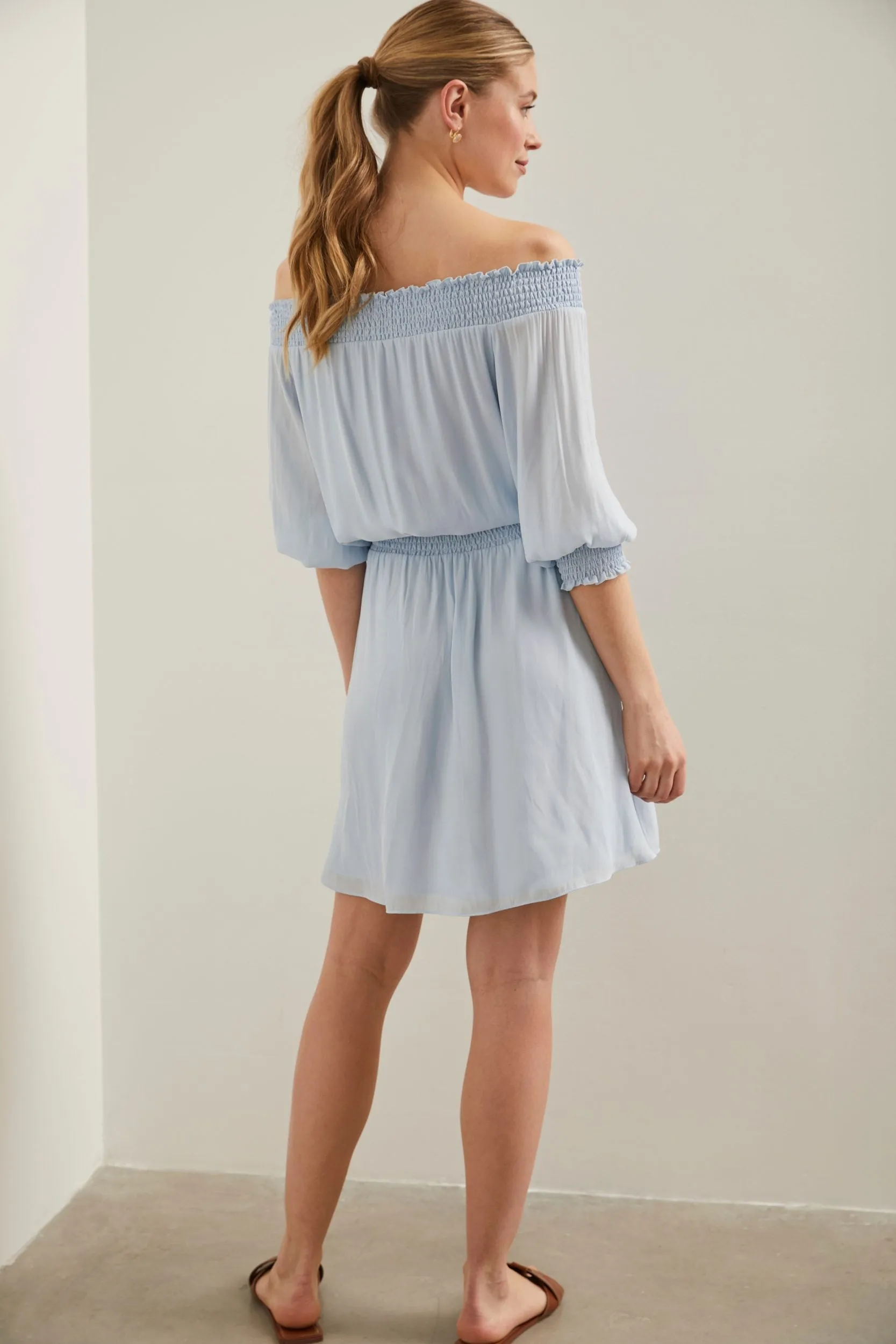 Off shoulder dress with ruching