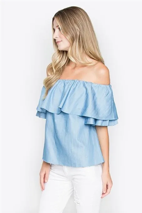 Off The Shoulder Chambray Top