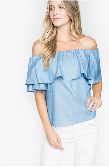 Off The Shoulder Chambray Top