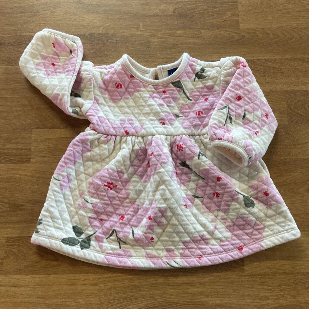 Old Navy Flower Quilted LS Dress 6/12M