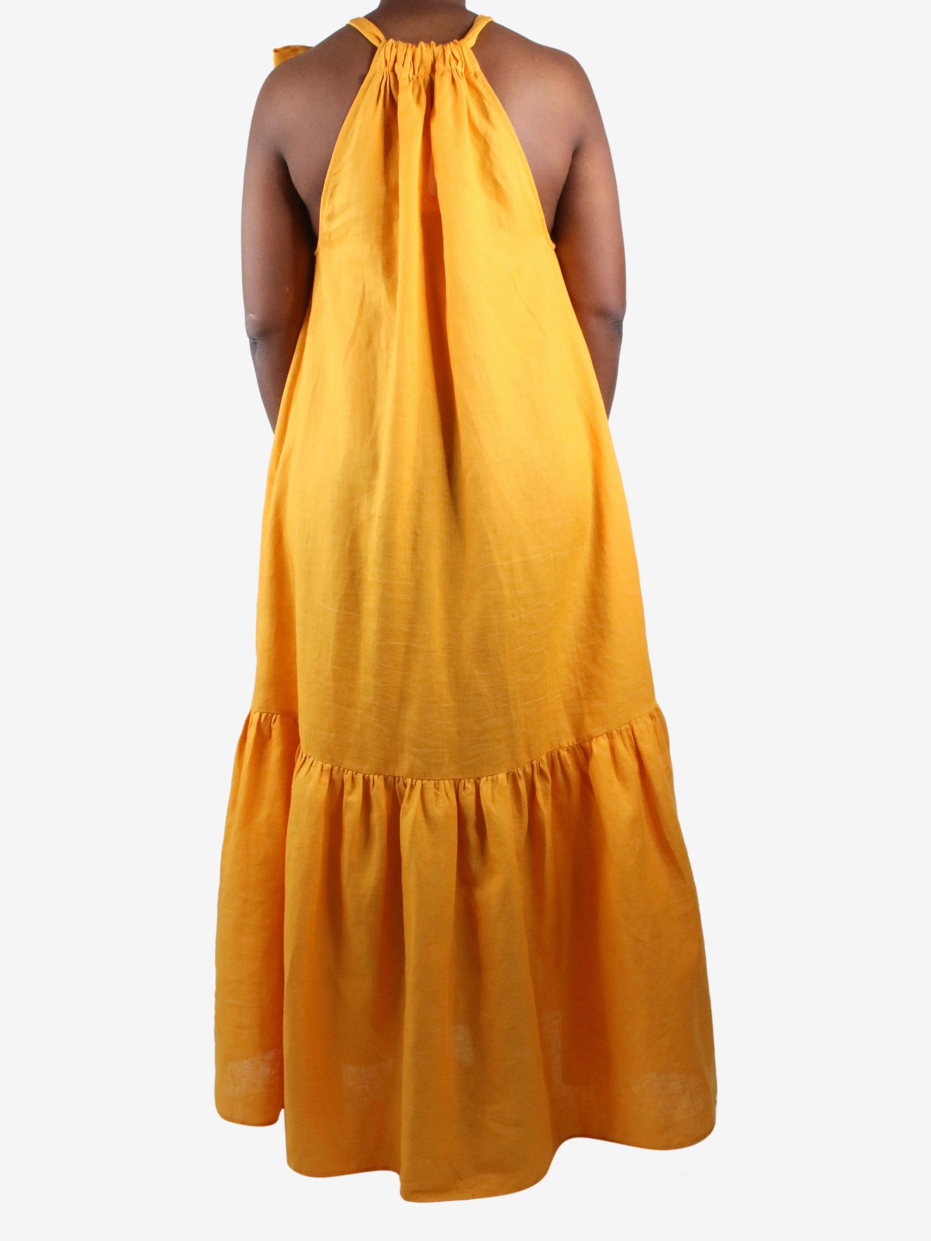 Orange halter neck sleeveless maxi dress - size M