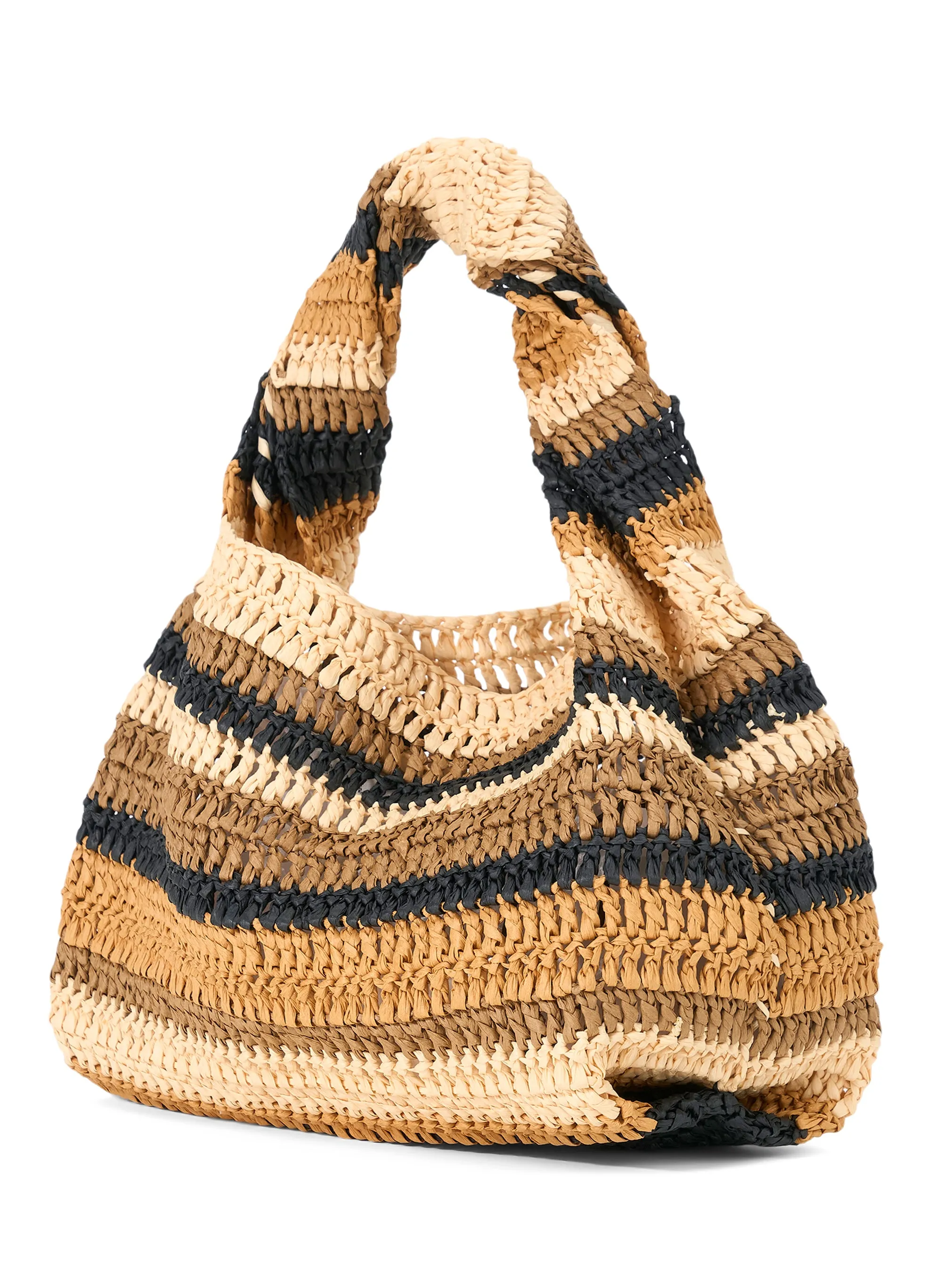 Parker Striped Raffia Bag