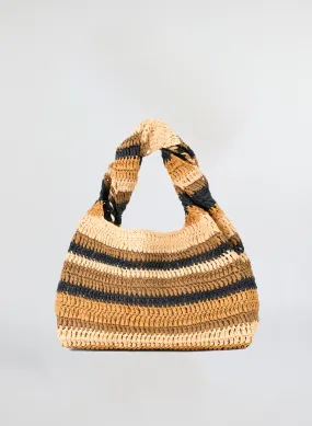 Parker Striped Raffia Bag