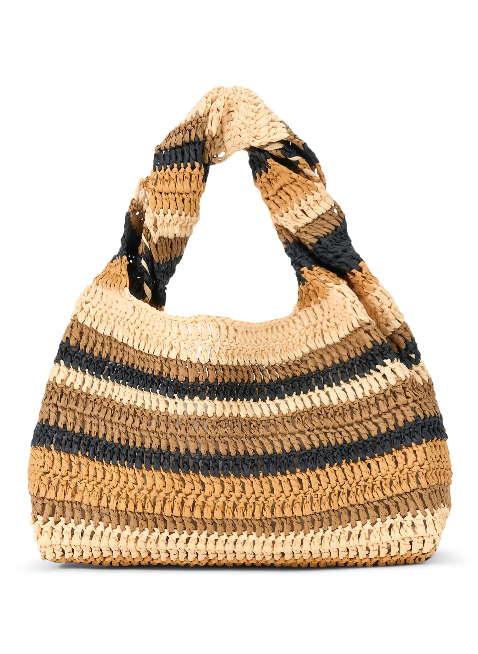 Parker Striped Raffia Bag