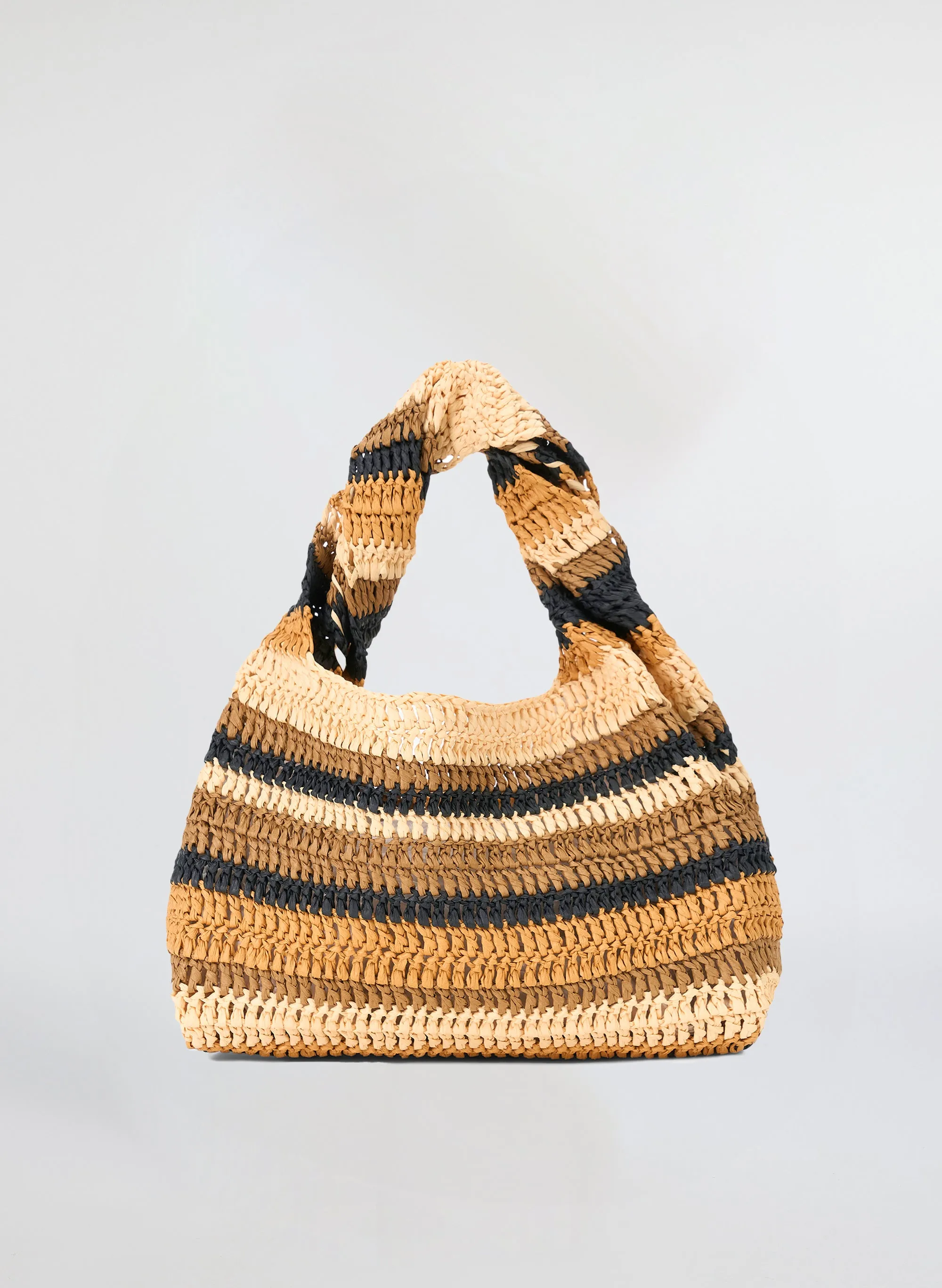 Parker Striped Raffia Bag