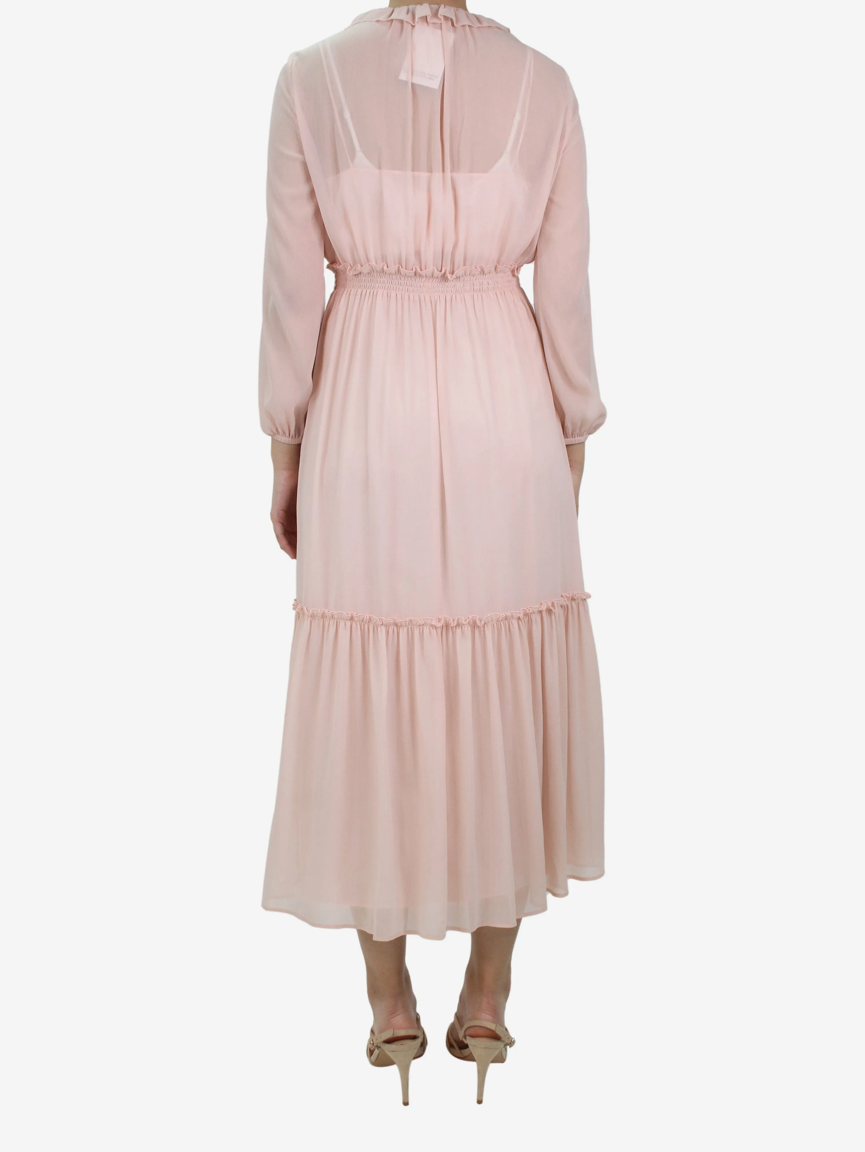Pink ruffled midi dress - size FR 36