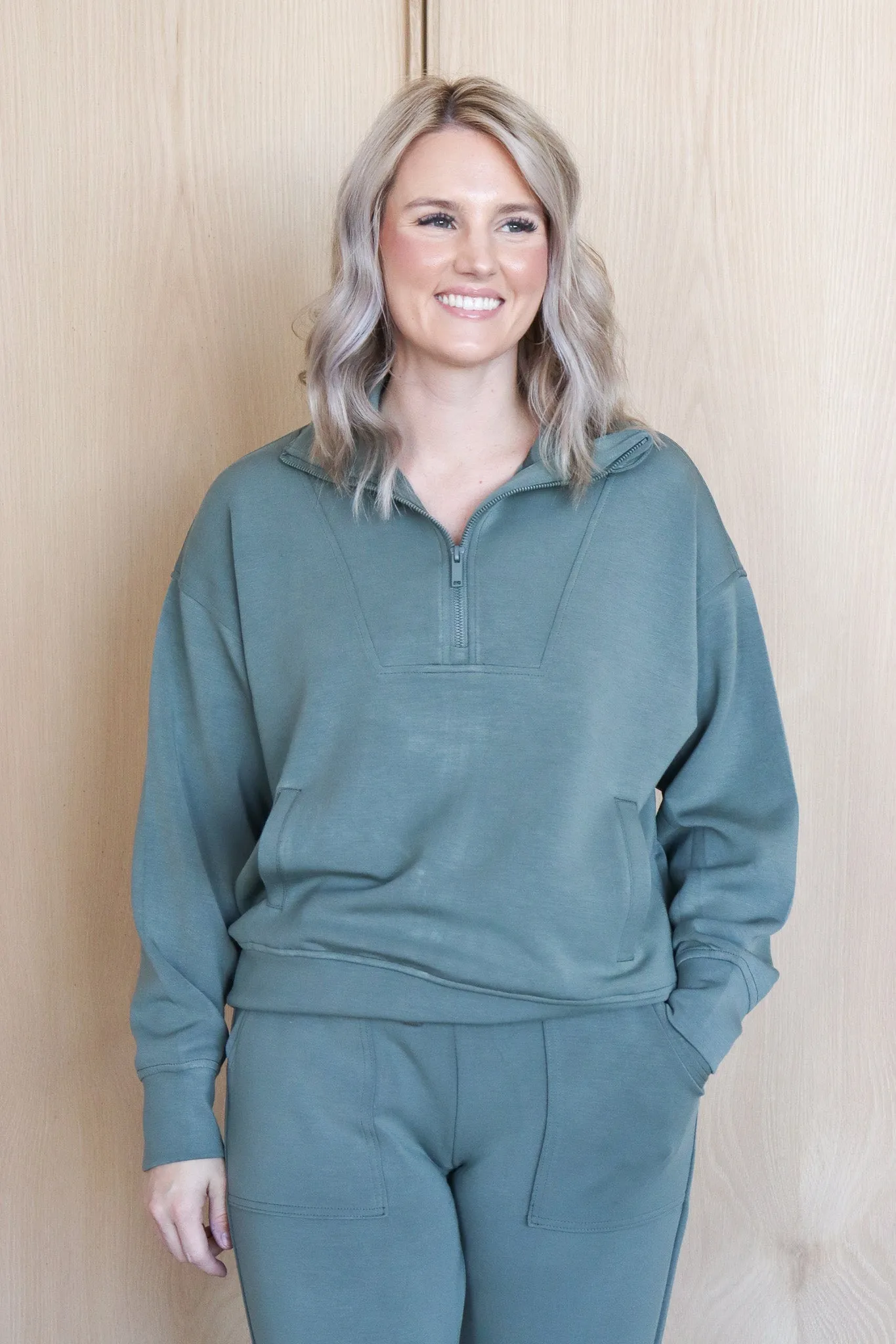 Quarter Zip Mock Neck Pullover