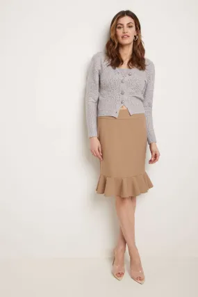 Rekucci Women's Desk to Dinner Straight Skirt with Ruffle