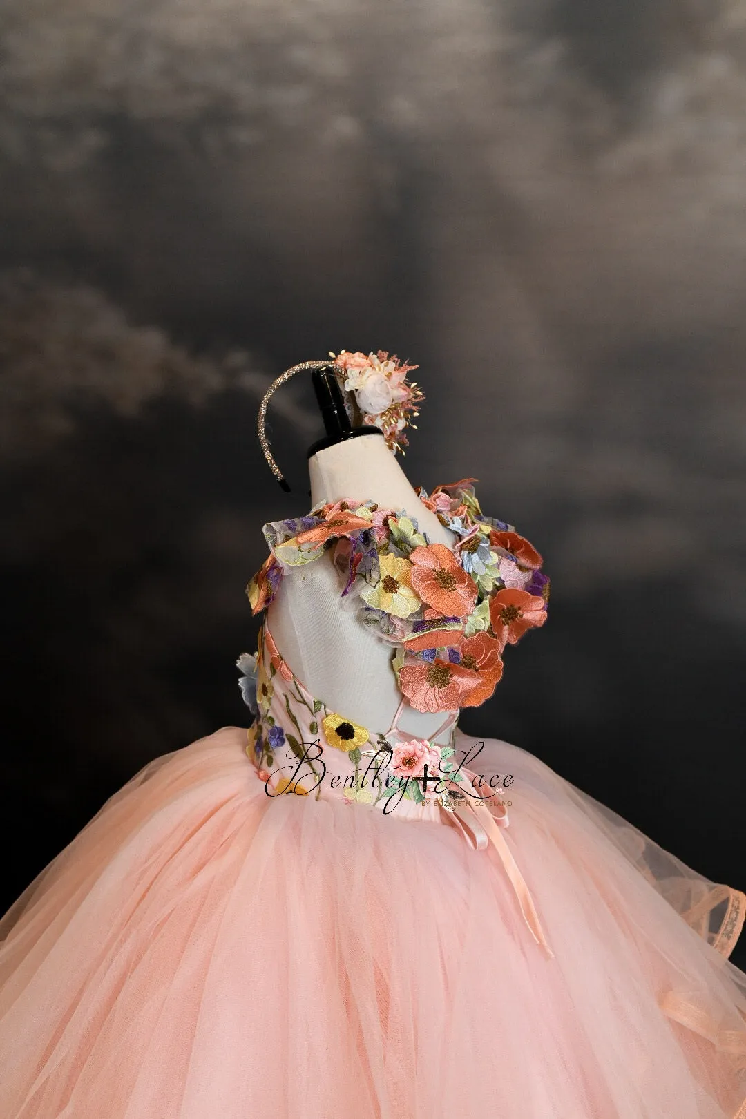 Retired rentaleuc "Taylor" in Coral Peach -  Floor Length Dress ( 7 Year - Petite 8 Year)