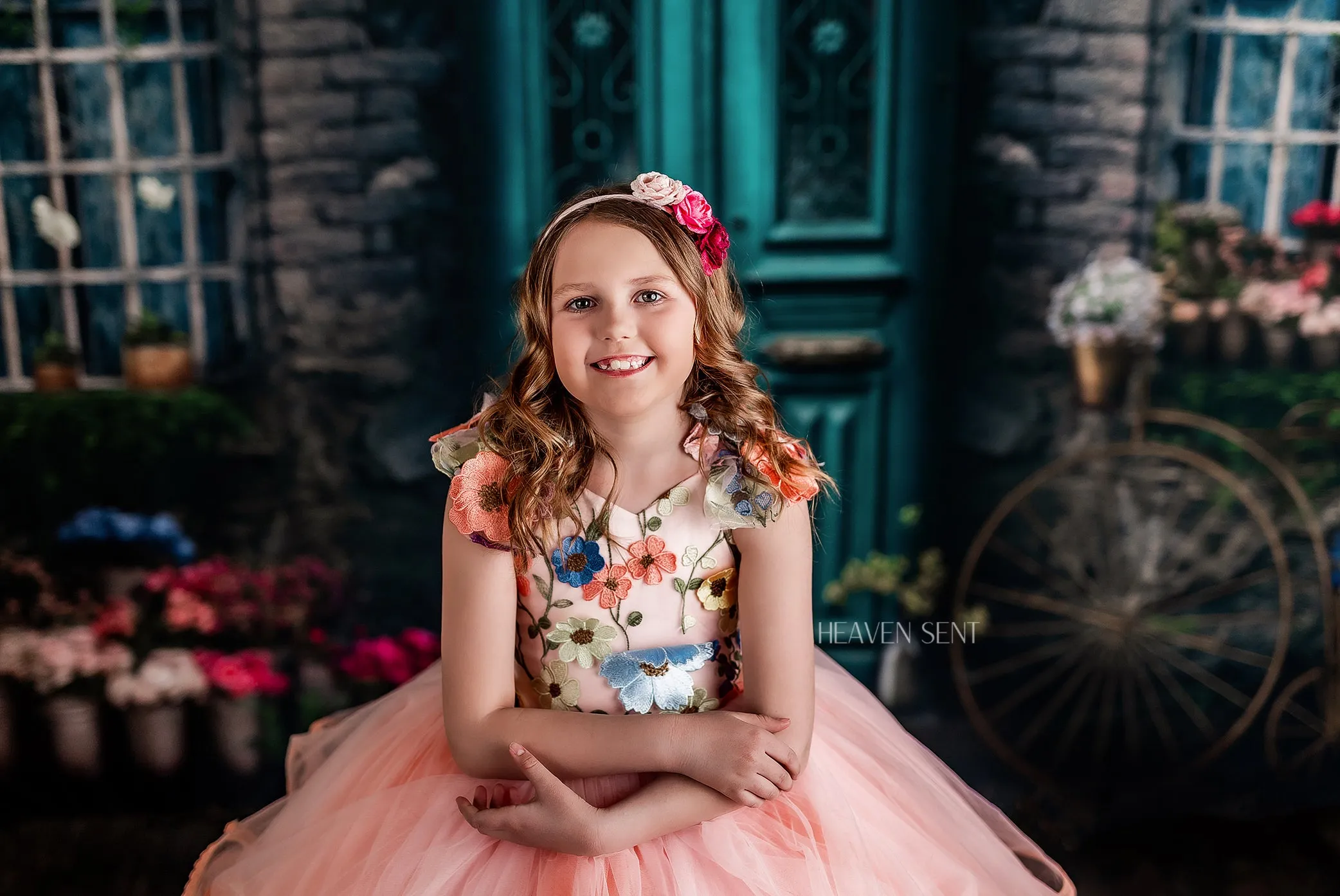 Retired rentaleuc "Taylor" in Coral Peach -  Floor Length Dress ( 7 Year - Petite 8 Year)