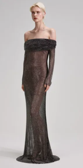 Rhinestone Fishnet Maxi Dress