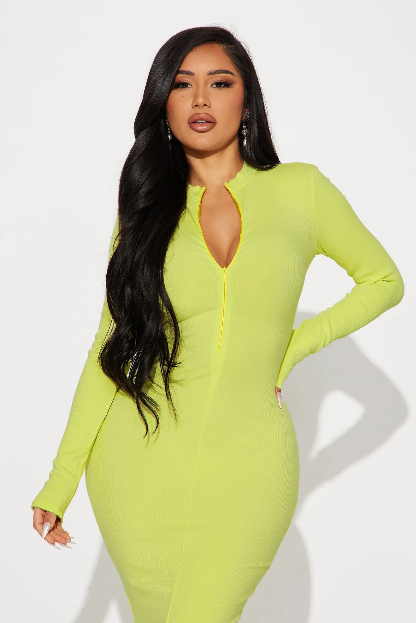 Rina Snatched Maxi Dress - Citron