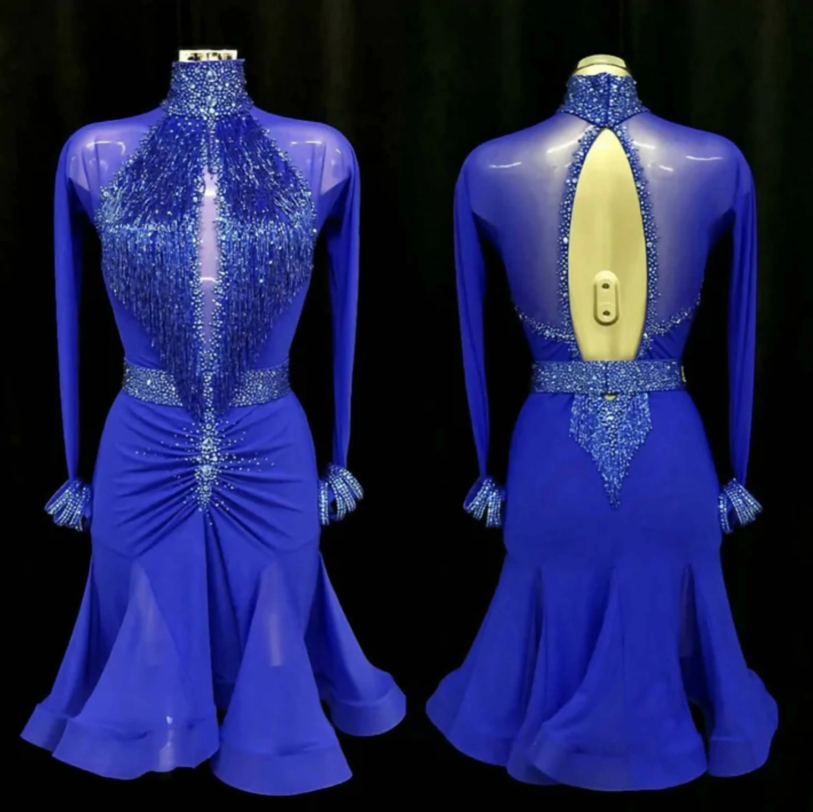 Sirius Blue Latin Dress with Beads