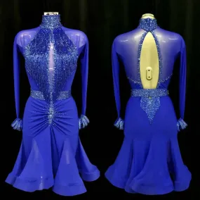 Sirius Blue Latin Dress with Beads