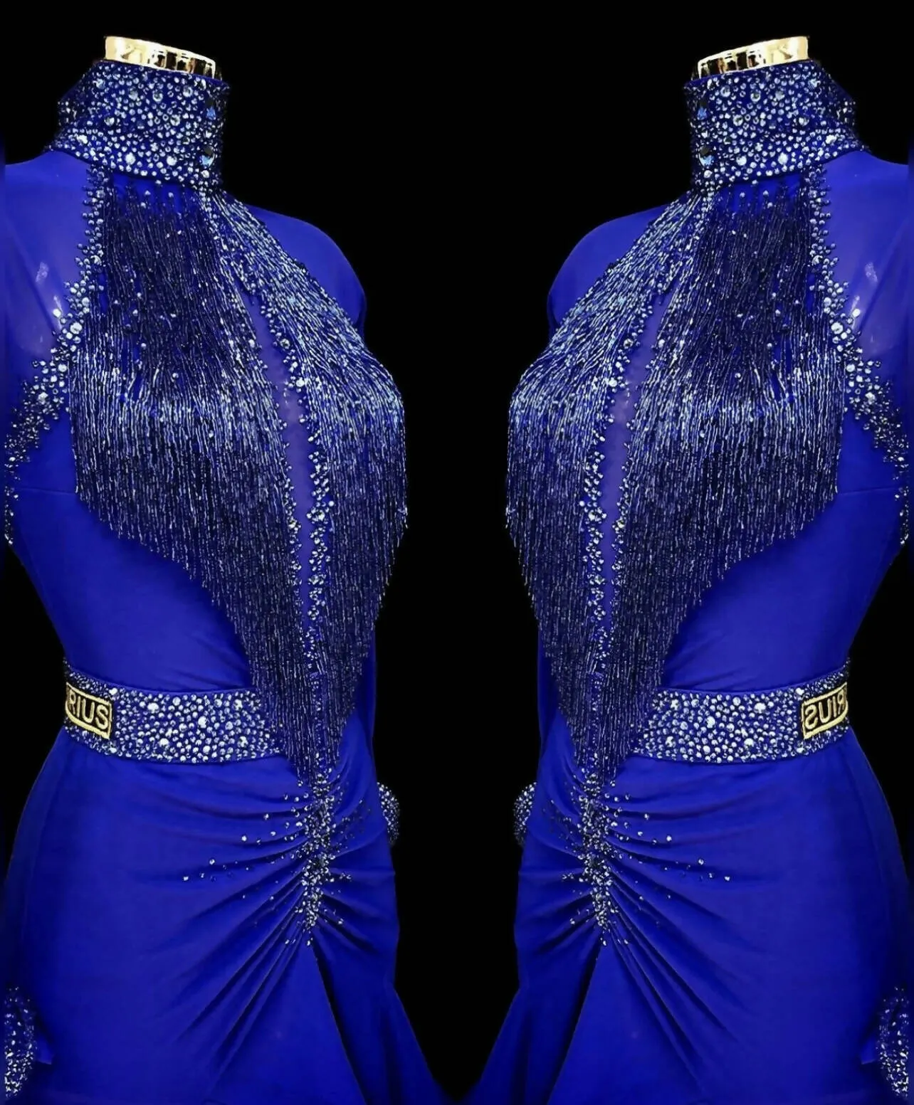 Sirius Blue Latin Dress with Beads
