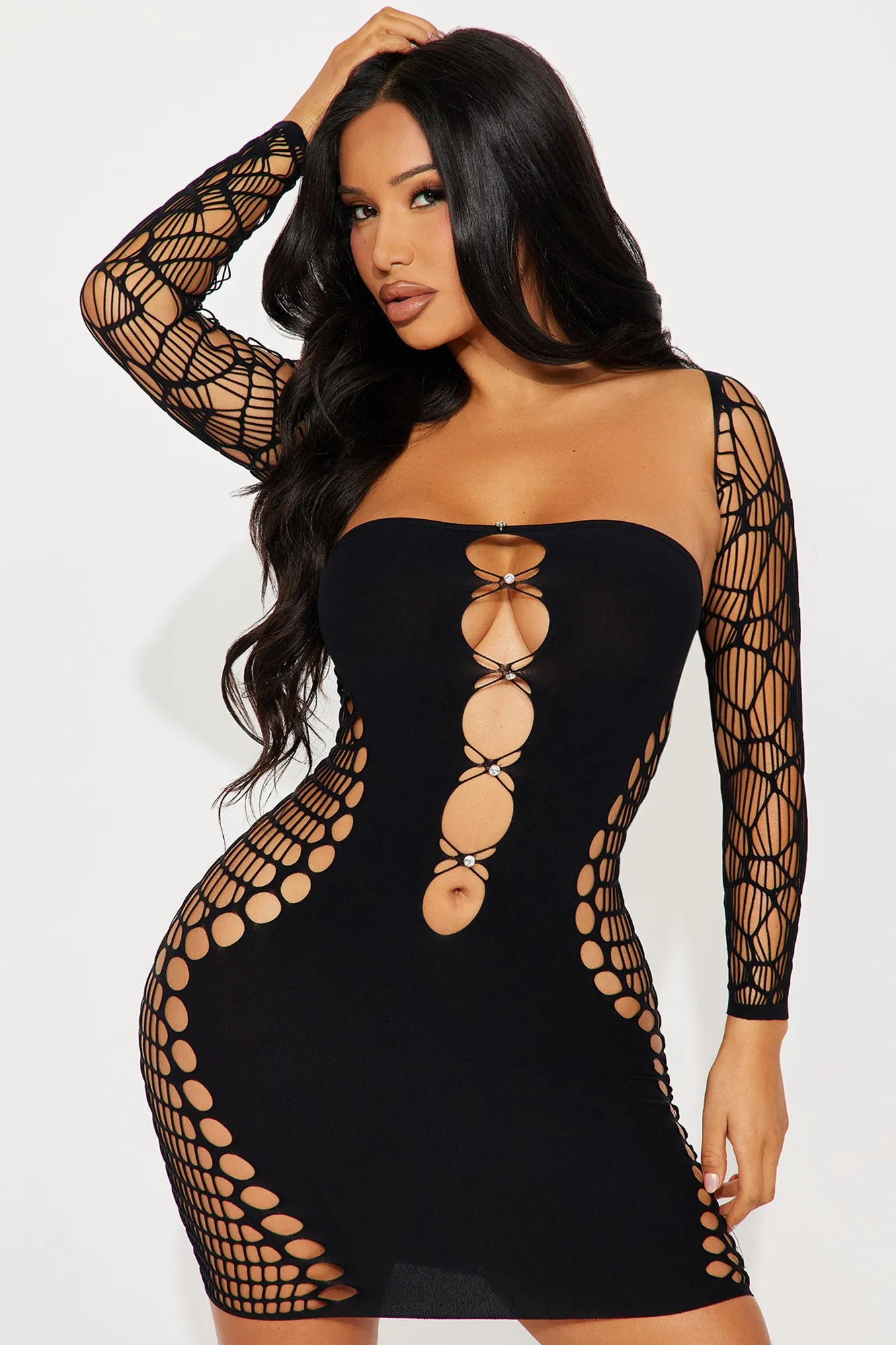 Sola Seamless Micro Mini Dress Set - Black