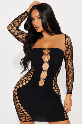Sola Seamless Micro Mini Dress Set - Black