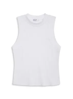 Supima Slub Sleeveless White Mock Neck Top with Optimized Title