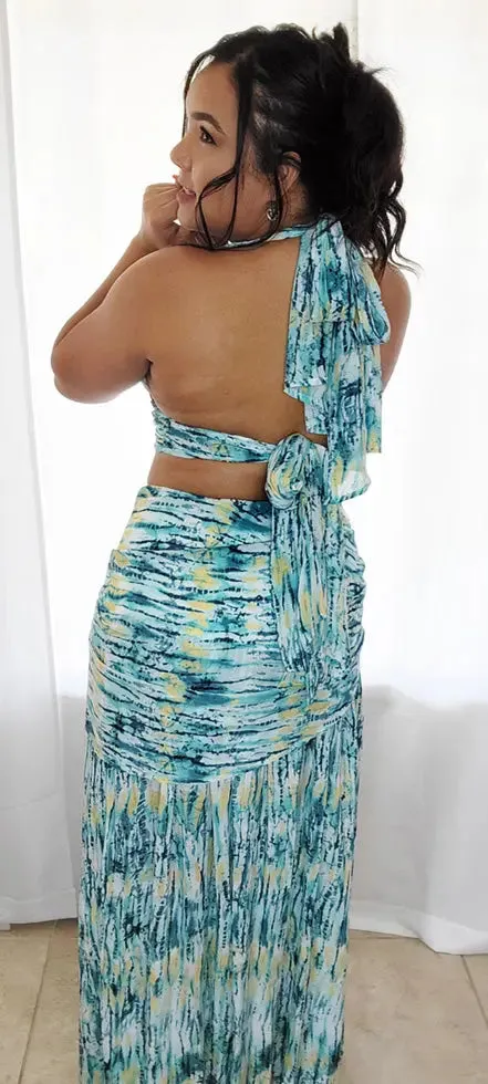 Tie Dye Maxi Dress Two Piece