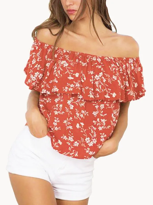 Women's Off the Shoulder Flounce Top