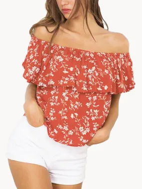 Women's Off the Shoulder Flounce Top